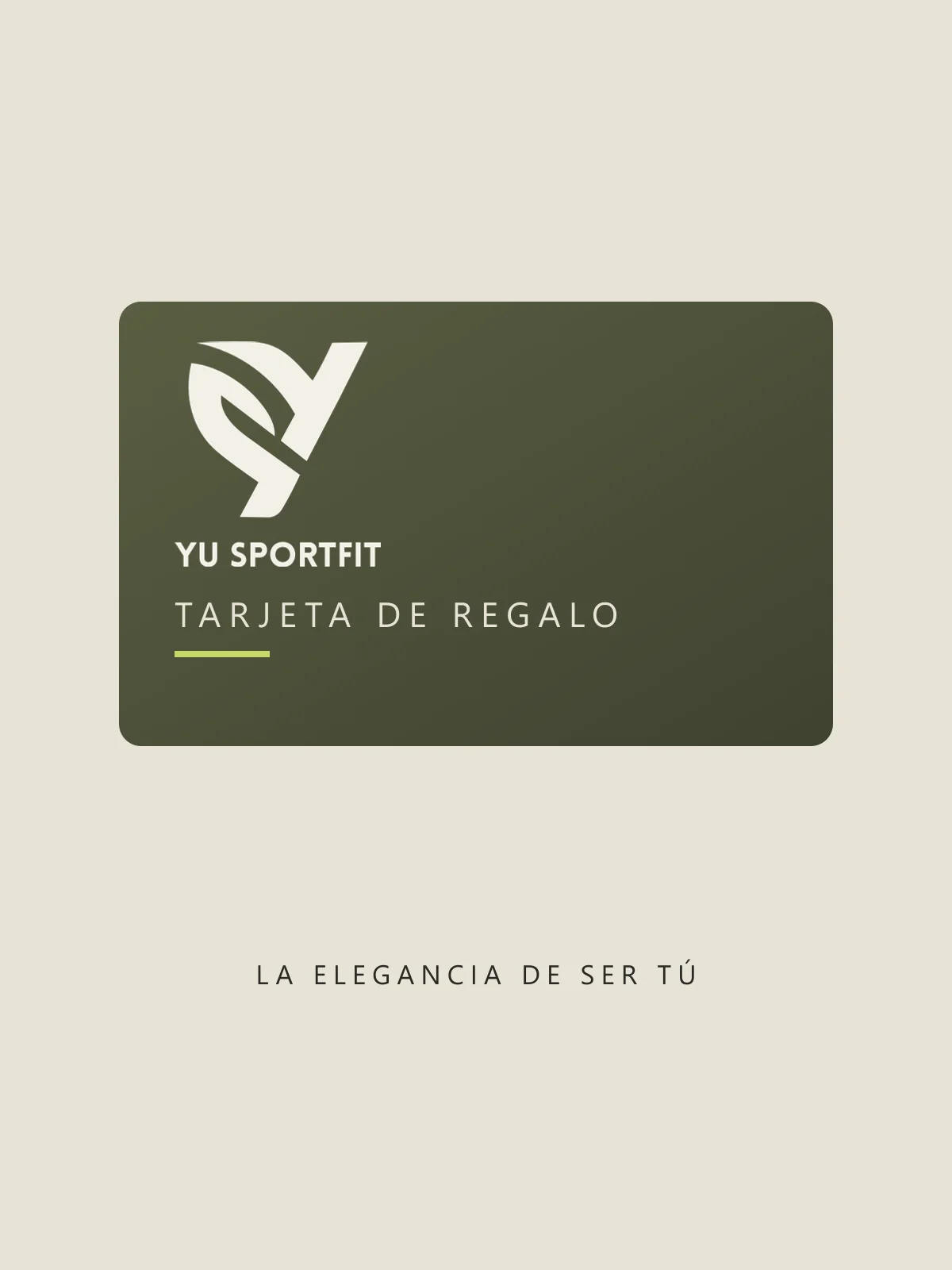 Tarjeta de regalo YU Sportfit color oliva con el logotipo